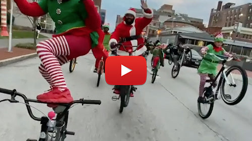 Santa Blocks Giving Away Bikes