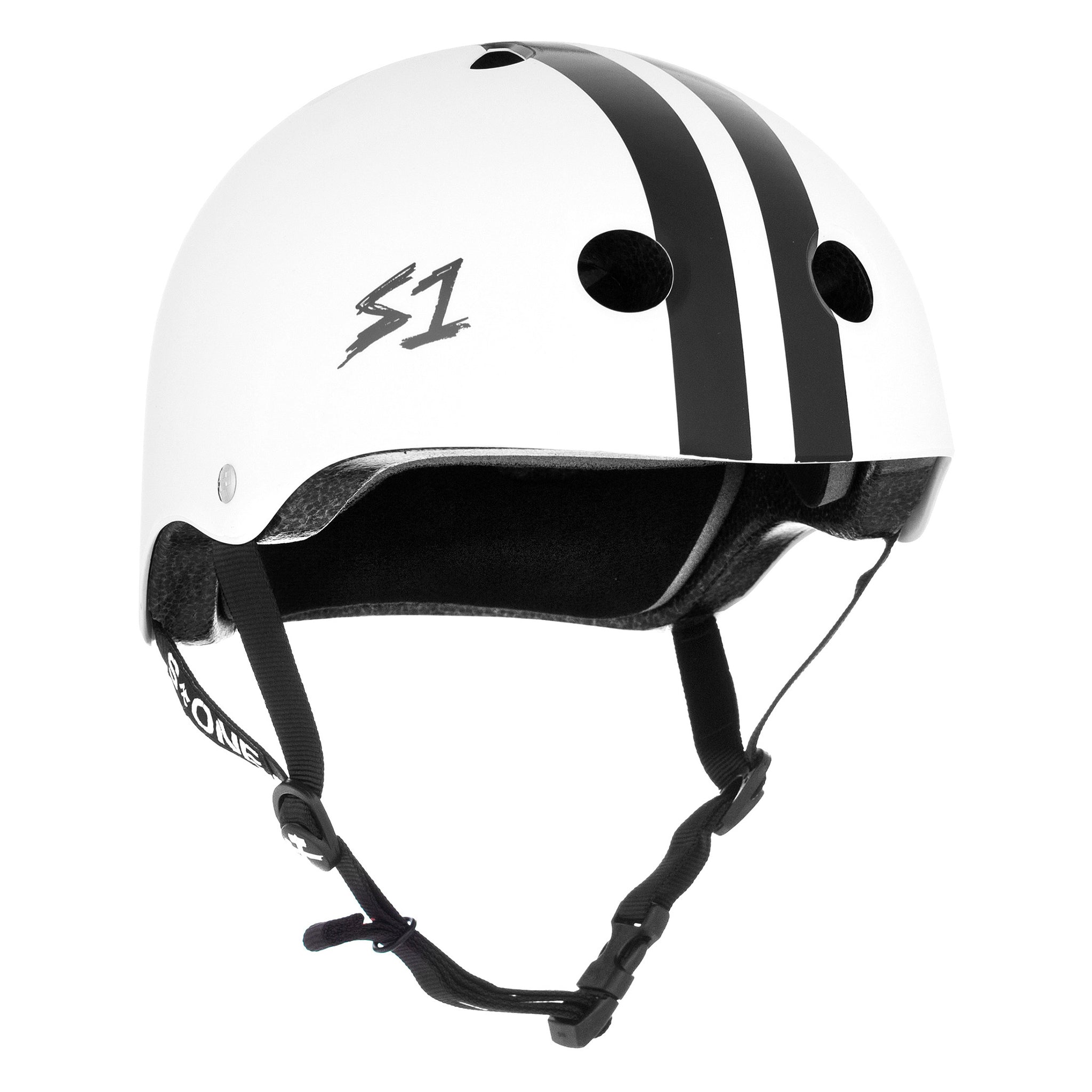 S1 Lifer Helmet - White Gloss W/ Black Stripes
